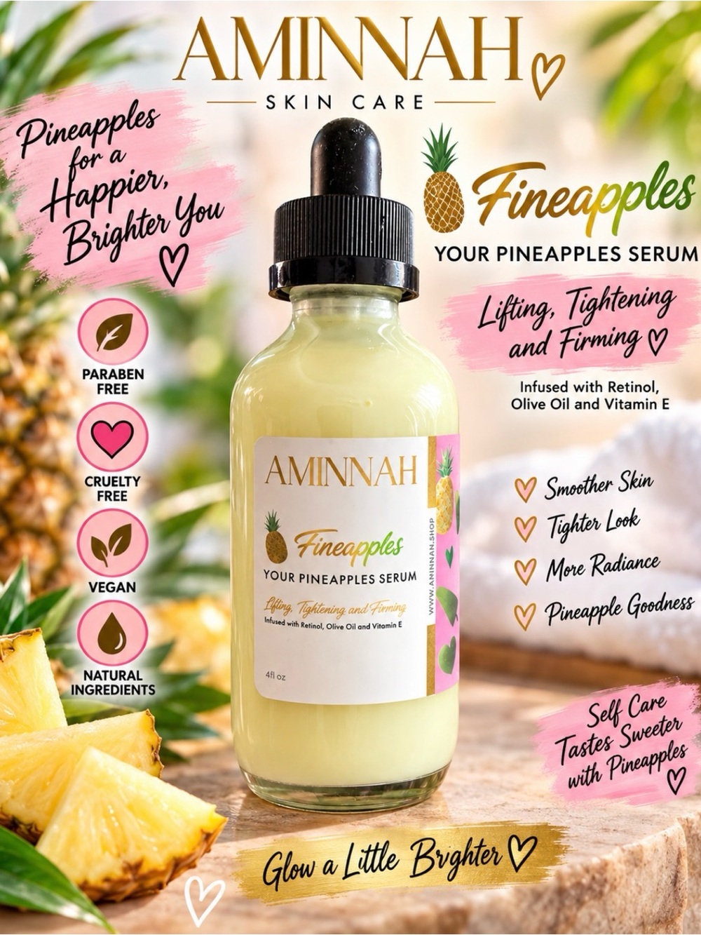 Aminnah Fineapples Pineapple Serum - Lifting, Firming & Tightening